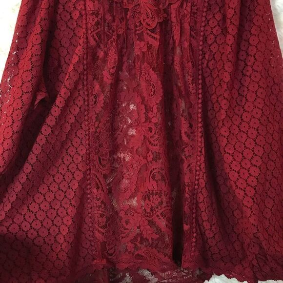 Torrid Red Lace Blouse, Long Sleeve, Puff Sleeves, Vintage inspired - Picture 9 of 16